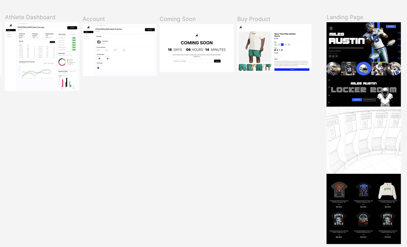 Athletexclusive wireframes