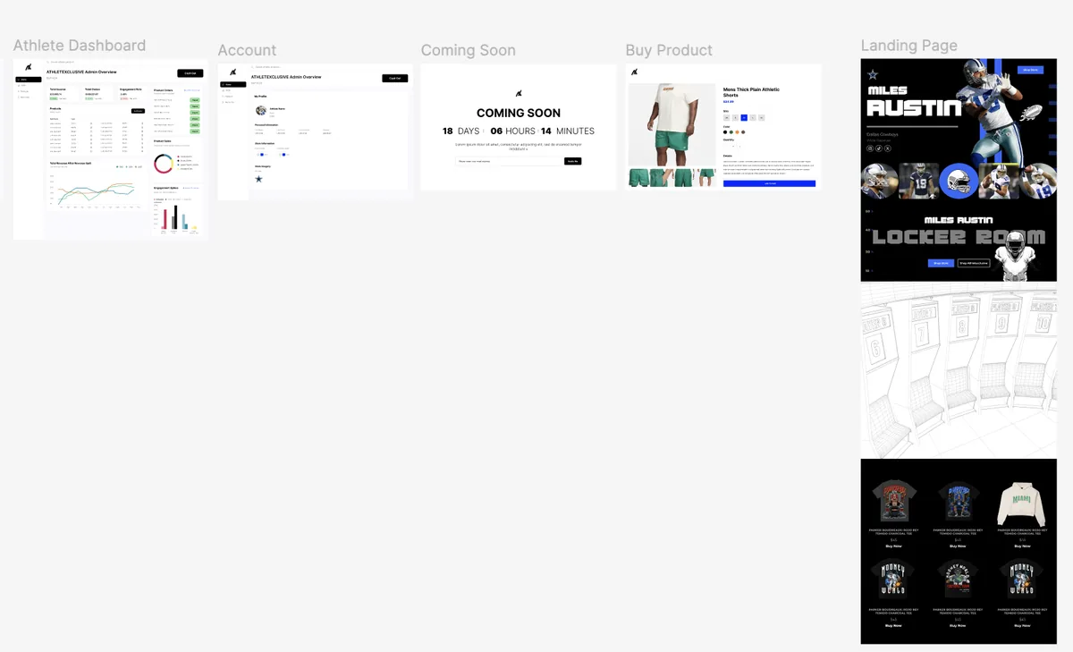 Athletexclusive wireframes